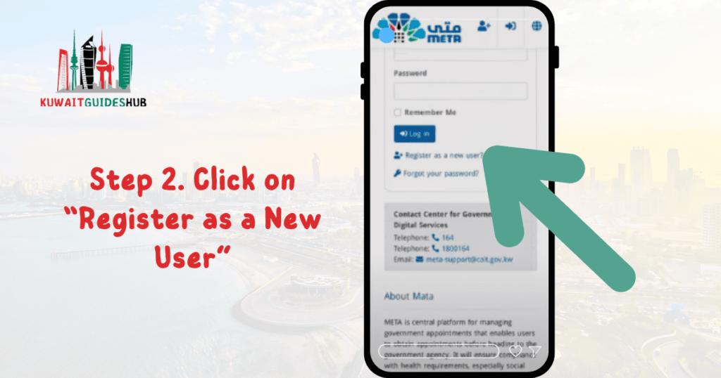 Meta Kuwait Registration and New Login Process (2025) Step 2. Click on “Register as a New User”