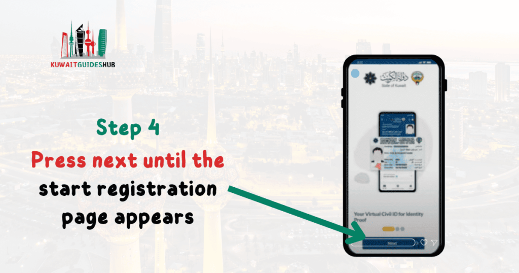sTEP #4. Press next until the start registration page appears